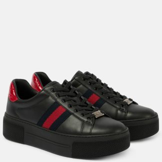 cheap designer Gucci Gucci Ace leather sneakers in black