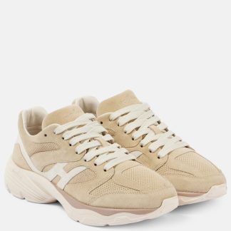 cheap designer Hogan Hogan H665 suede-trimmed sneakers in beige