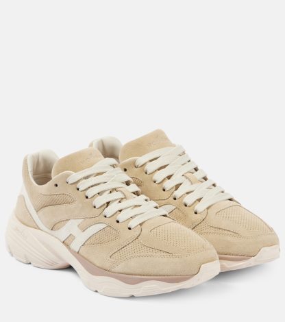 cheap designer Hogan Hogan H665 suede-trimmed sneakers in beige