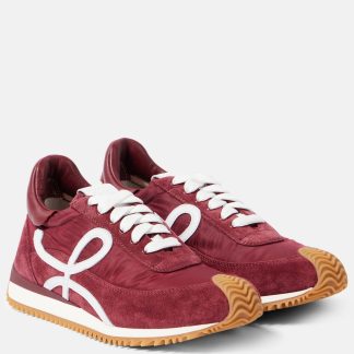 cheap designer Loewe Flow Runner suede sneakers in burgundy