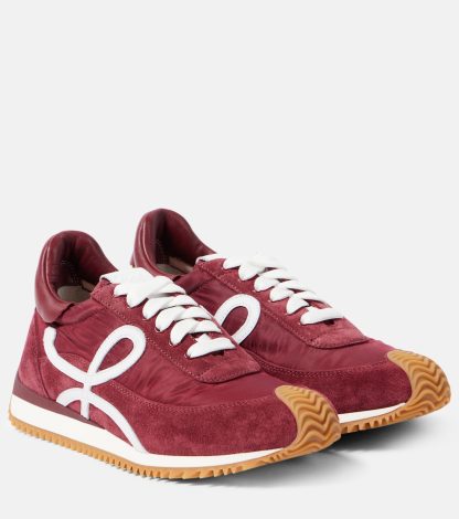 cheap designer Loewe Flow Runner suede sneakers in burgundy