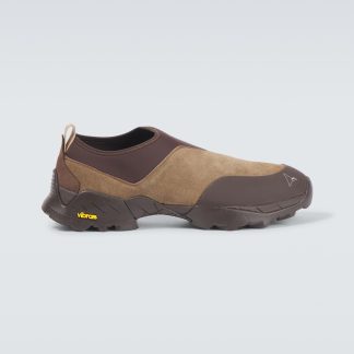 cheap designer Roa Suede-trimmed slip-on sneakers in brown