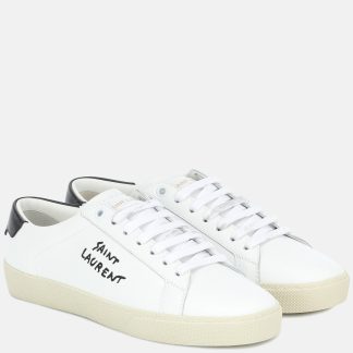 cheap designer Saint Laurent Court Classic leather sneakers in white