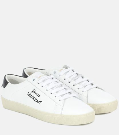 cheap designer Saint Laurent Court Classic leather sneakers in white