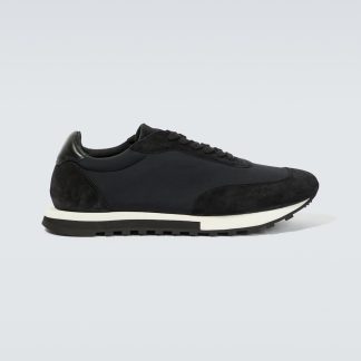 cheap designer The Row Owen Runner suede-trimmed sneakers in black