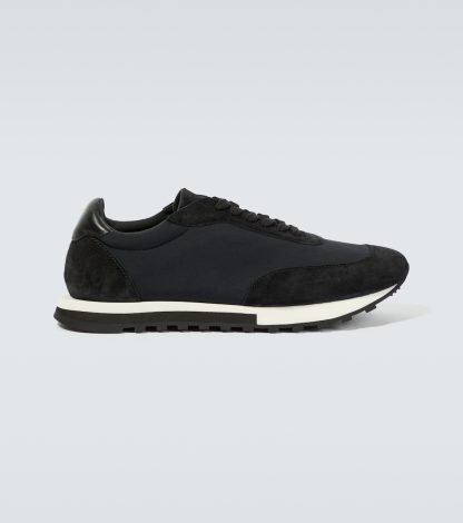 cheap designer The Row Owen Runner suede-trimmed sneakers in black