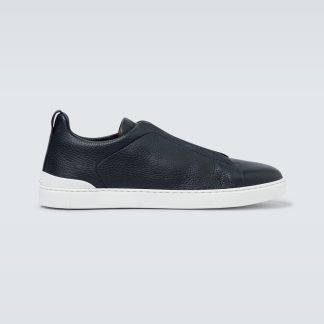 cheap designer Zegna Triple Stitch leather sneakers in blue