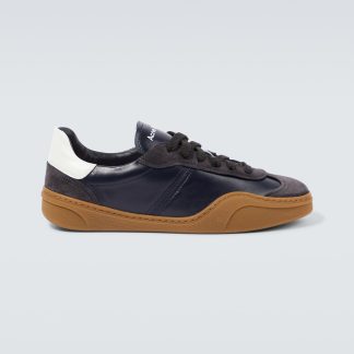 cheap luxury Acne Studios Suede-trimmed leather sneakers in grey