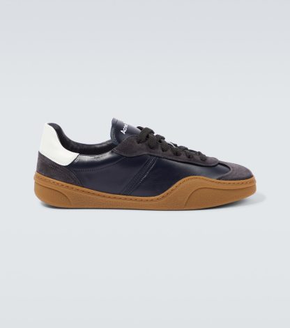 cheap luxury Acne Studios Suede-trimmed leather sneakers in grey