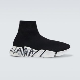 cheap luxury Balenciaga Speed 2.0 Graffiti sneakers in black