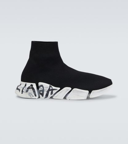 cheap luxury Balenciaga Speed 2.0 Graffiti sneakers in black