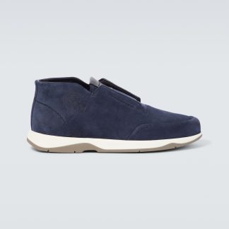 cheap luxury Berluti Échappée Scritto suede slip-on sneakers in blue