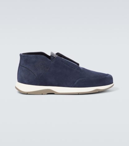 cheap luxury Berluti Échappée Scritto suede slip-on sneakers in blue