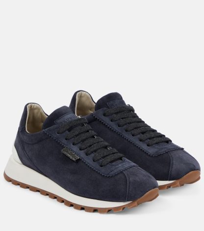 cheap luxury Brunello Cucinelli Suede sneakers in blue