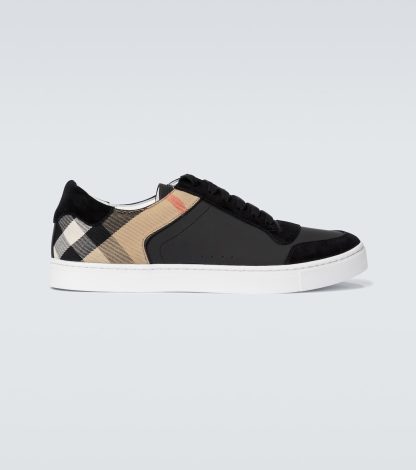 cheap luxury Burberry Burberry Check leather sneakers in black