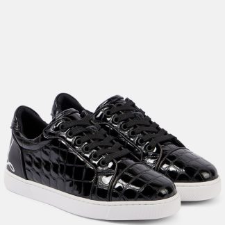 cheap luxury Christian Louboutin Fun Vieira croc-effect leather sneakers in black