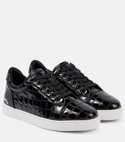 cheap luxury Christian Louboutin Fun Vieira croc-effect leather sneakers in black