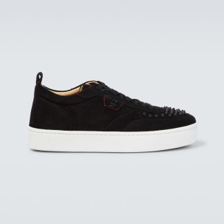 cheap luxury Christian Louboutin Happyrui Spikes suede sneakers in black