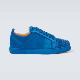 cheap luxury Christian Louboutin Louis Junior Spikes suede sneakers  in blue