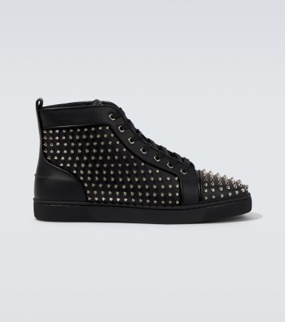 cheap luxury Christian Louboutin Louis Spikes leather sneakers in black