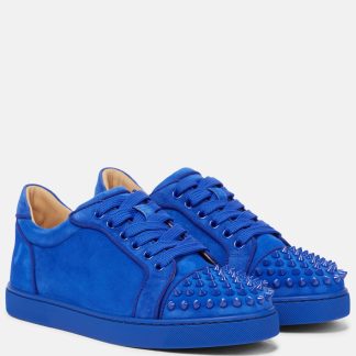 cheap luxury Christian Louboutin Vieira Spikes suede sneakers in blue