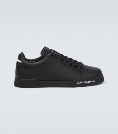 cheap luxury Dolce & Gabbana Logo leather sneakers in black