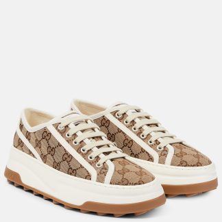 cheap luxury Gucci GG printed platform sneakers in beige