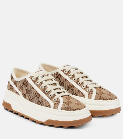 cheap luxury Gucci GG printed platform sneakers in beige