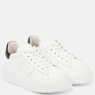 cheap luxury Hogan H-Stripes leather platform sneakers in white