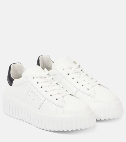 cheap luxury Hogan H-Stripes leather platform sneakers in white