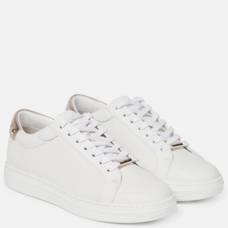 cheap luxury Jimmy Choo Rome/F leather sneakers in white