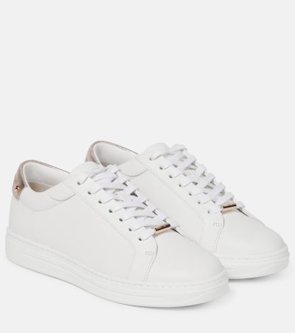 cheap luxury Jimmy Choo Rome/F leather sneakers in white