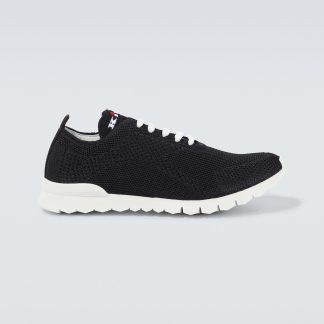 cheap luxury Kiton Embossed logo sneakers in black