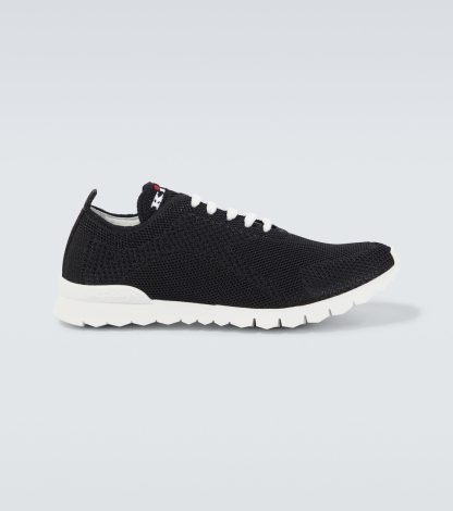 cheap luxury Kiton Embossed logo sneakers in black