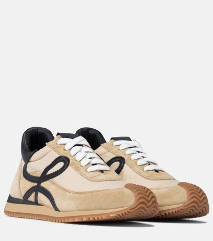 cheap luxury Loewe Flow Runner suede sneakers in beige