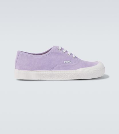 cheap luxury Loewe Terra Vulca suede sneakers in purple