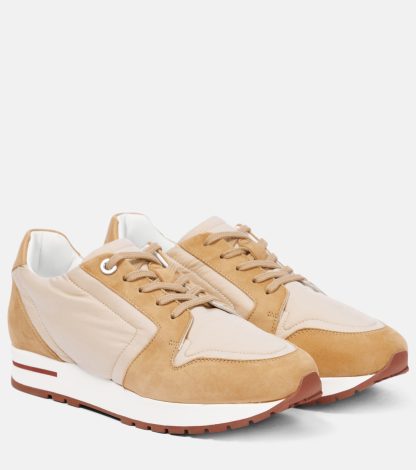 cheap luxury Loro Piana My Wind leather sneakers in beige