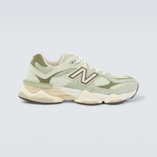 cheap luxury New Balance 9060 suede-trimmed sneakers in green