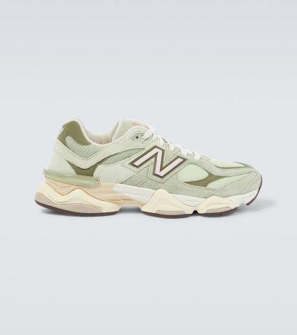 cheap luxury New Balance 9060 suede-trimmed sneakers in green