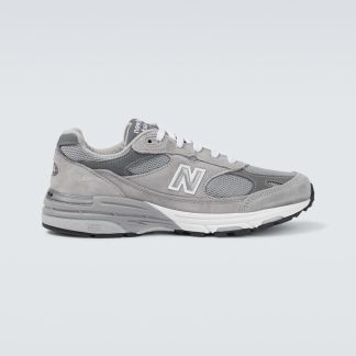 cheap luxury New Balance Made in USA 993 leather-trimmed sneakers in grey