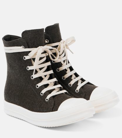 cheap luxury Rick Owens Felt high-top sneakers in brown