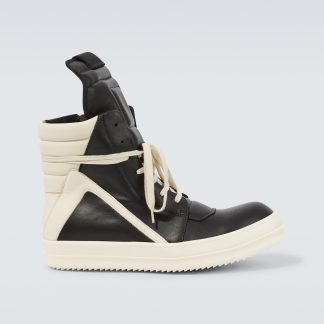 cheap luxury Rick Owens Leather high-top sneakers in black