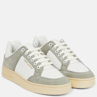 cheap luxury Saint Laurent SL/61 leather and suede sneakers in white