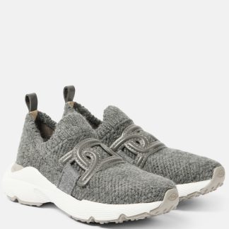 cheap luxury Tods Knitted sneakers in grey