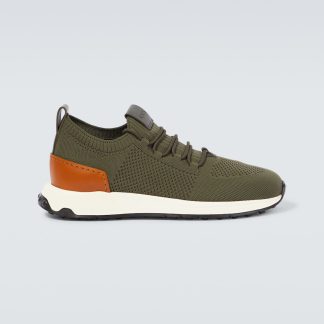 cheap luxury Tods Leather-trimmed sneakers in green