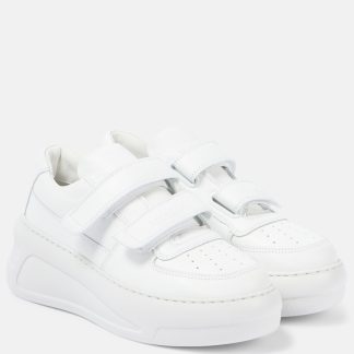 counterfeit designer Acne Studios Leather platform sneakers in white