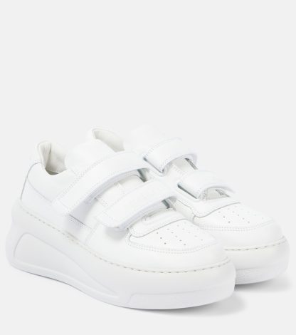 counterfeit designer Acne Studios Leather platform sneakers in white