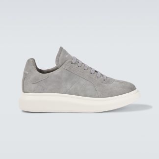 counterfeit designer Alexander McQueen Oversized Retro suede platform sneakers in grey