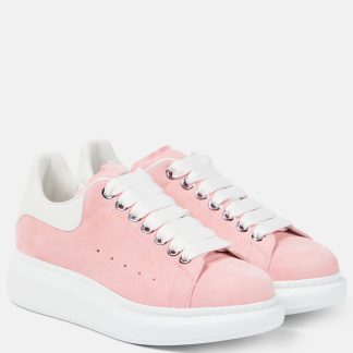 counterfeit designer Alexander McQueen Oversized suede sneakers in pink