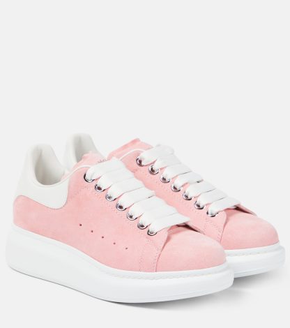 counterfeit designer Alexander McQueen Oversized suede sneakers in pink